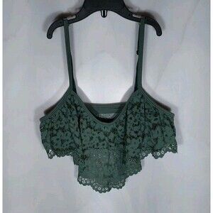 Victoria's Secret Body By Victoria Bralette L Green Floral Lace Adjustable Strap
